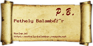 Pethely Balambér névjegykártya